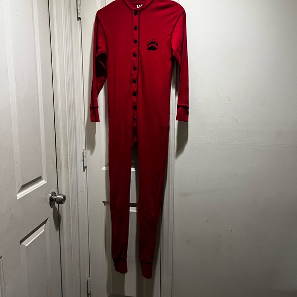 Lazy One Red Onesie with Bear Bum design on detachable back - Picture 16 of 16